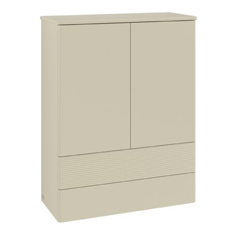 V&B Highboard mit Frontstruktur Antao 81,4x104x35,6cm, WBP Lac, si Gr m Lac