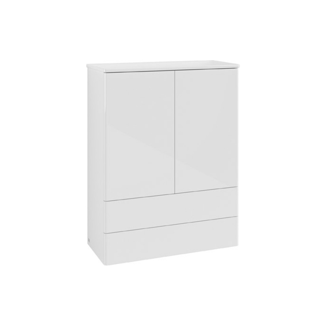 V&B Highboard ohne Frontstruktur Antao 81,4x104x35,6cm, WBP Lac, glo wh. Lac