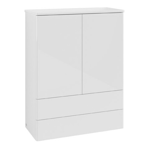 V&B Highboard sans structure de façade Antao 81,4x104x35,6cm, laque WBP, blanc brillant