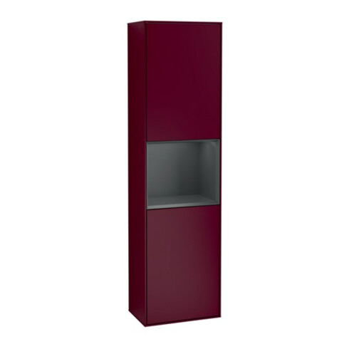 V&B Hochschrank Éclairage mural Finion 41,8x151,6 cm, droite, étagère avec verre, laqué, poignée métallique