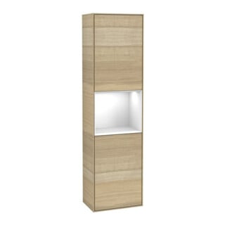 V&B Hochschrank Éclairage mural Finion 41,8x151,6cm, g, Étagère glo wh. Lac, Oa ven