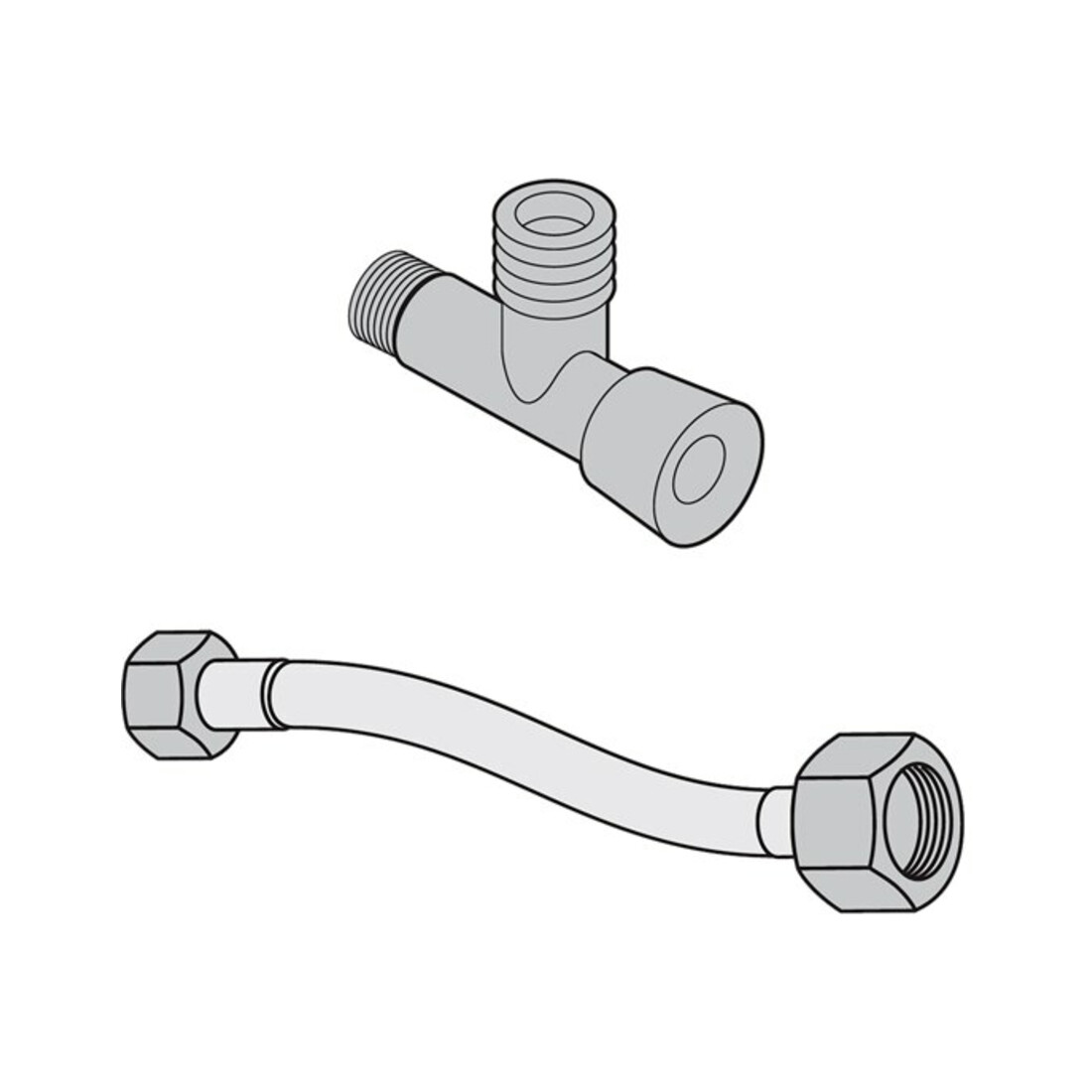 V&B Kit de raccordement eau L4-ViClean Raccord 1/2x3/8x300mm, robinet d'arrêt 1/2x3/8
