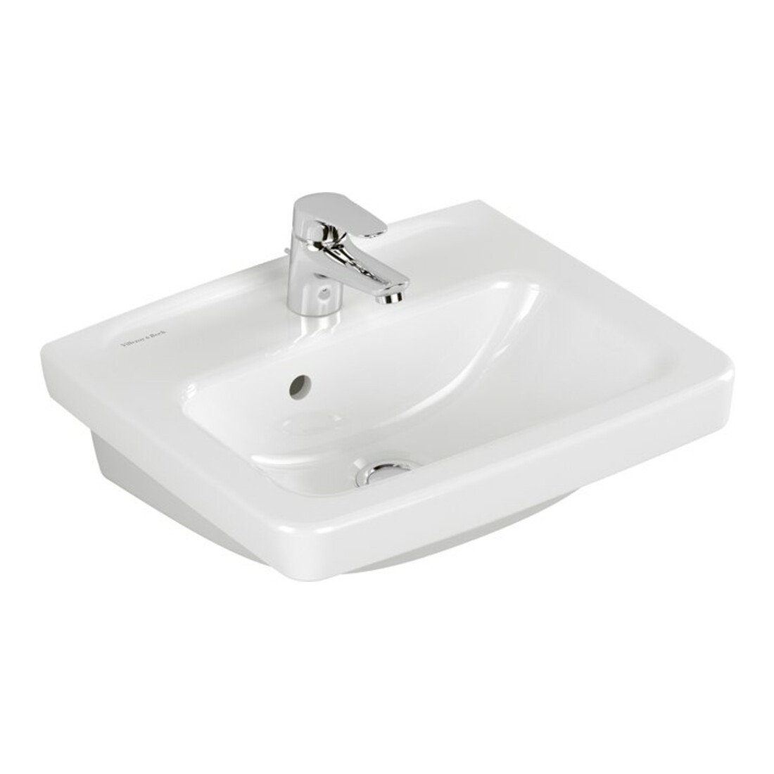 V&B Lavabo à main Newo 45x37cm, blanc, angle, 1 trou, avec trop-plein