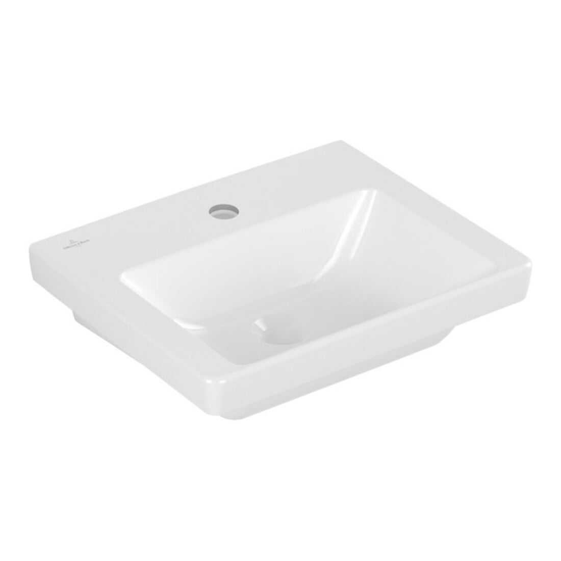V&B Lavabo à main Subway 3.0 45x37cm, carré, avec trou robinet/ sans trop-plein, blanc