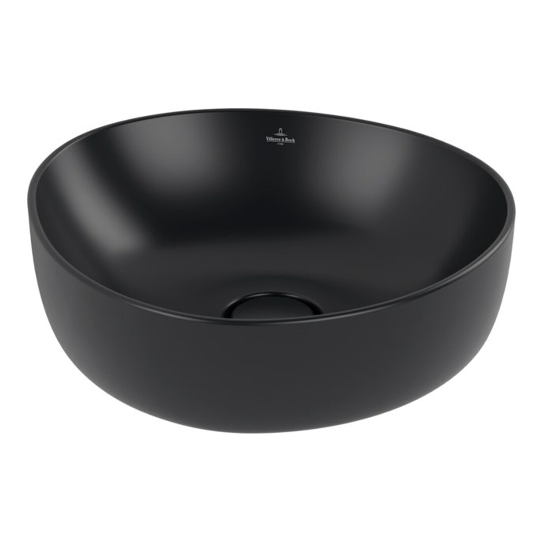 V&B Lavabo à poser ANTAO 40x39,5 cm, asym., sans trop-plein, P black C-plus
