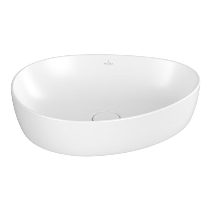 V&B Lavabo à poser ANTAO 51x40cm, asym., sans trop-plein, blanc mat C-plus