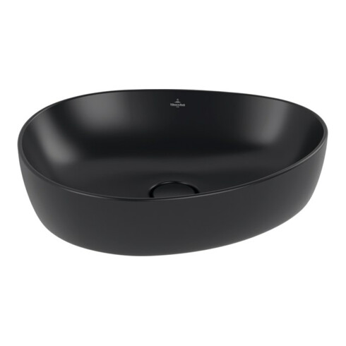 V&B Lavabo à poser ANTAO 51x40cm, asym., sans trop-plein, noir pur C-plus