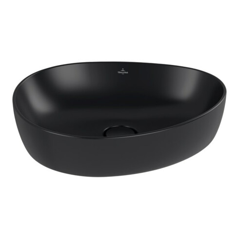 V&B Lavabo à poser ANTAO 51x40cm, asym., sans trop-plein, noir pur C-plus