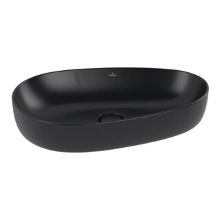 V&B Lavabo à poser ANTAO 65x40 cm, asym., sans trop-plein, noir pur C-plus