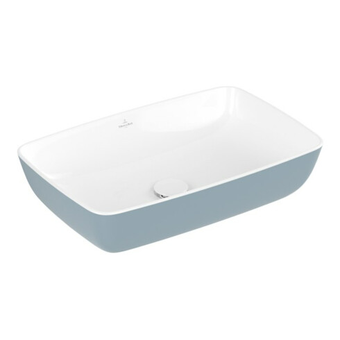 V&B Lavabo à poser Artis 58x38 cm, blanc mat, sans trou de robinet, sans trop-plein, Frozen