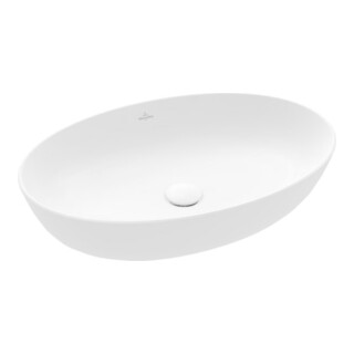 V&B Lavabo à poser Artis 61x41 cm, ovale, sans trou robinet, sans trop-plein, blanc brillant C+