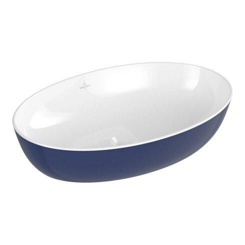 V&B Lavabo à poser Artis 61x41cm, oval, sans trou robinet, sans trop-plein, Deep Ocean