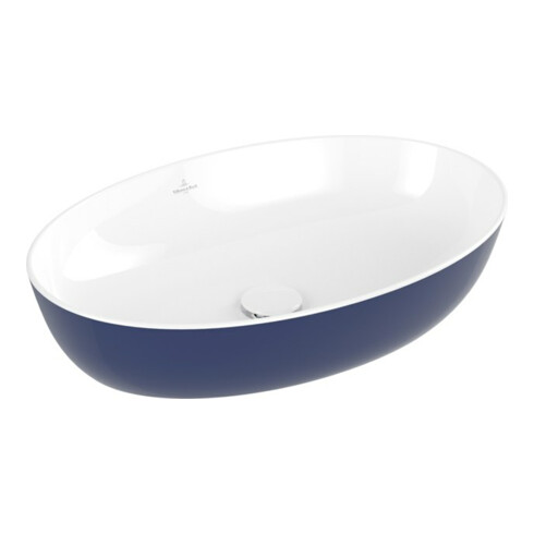 V&B Lavabo à poser Artis 61x41cm, oval, sans trou robinet, sans trop-plein, Deep Ocean