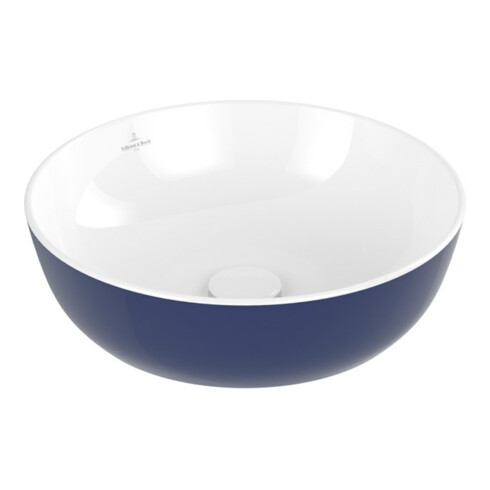 V&B Lavabo à poser Artis d 43 cm, rond, sans trou robinet, sans trop-plein, Deep Ocean