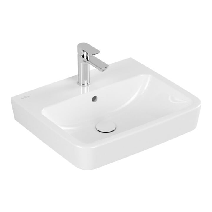 V&B Lavabo encastré/à poser O.NOVO 55x46cm, carré, avec trop-plein, blanc C-plus