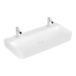 V&B Lavabo Finion 100x47 cm, 2 Trous Robinet, sans trop-plein, blanc pierre C+