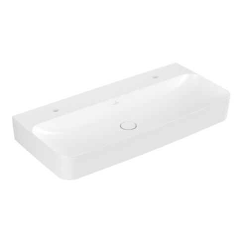 V&B Lavabo Finion 100x47 cm, 2 Trous, sans trop-plein, US gs, blanc satiné C+