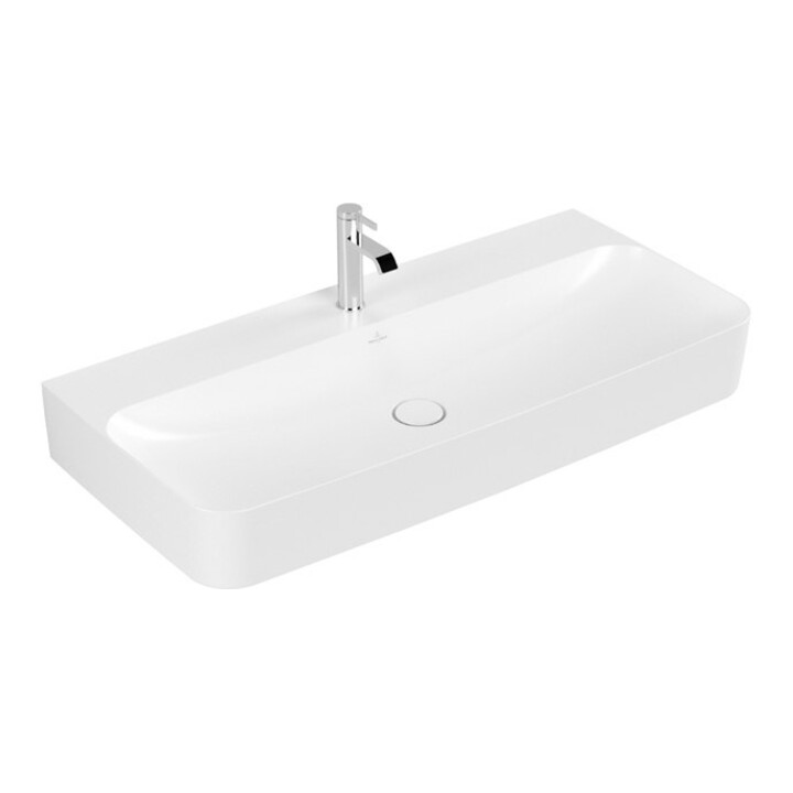V&B Lavabo Finion 100x47 cm, avec trou robinet, sans trop-plein, blanc mat C+