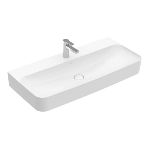 V&B Lavabo Finion 100x47cm, trou robinet, trop-plein, vidage, blanc C+