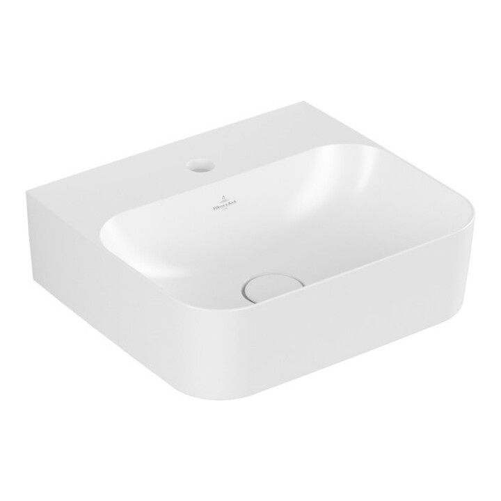 V&B Lavabo Finion 43x39cm, 1 Trous, vidage sup., blanc brillant C+