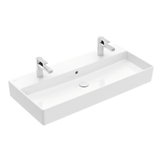 V&B Lavabo Memento 2.0 100x47 cm, 2xTrous de robinet, avec trop-plein, blanc alp C+