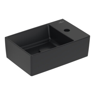 V&B Lavabo Memento 2.0 40x26cm, avec robinet, sans trop-plein, P black C-plus