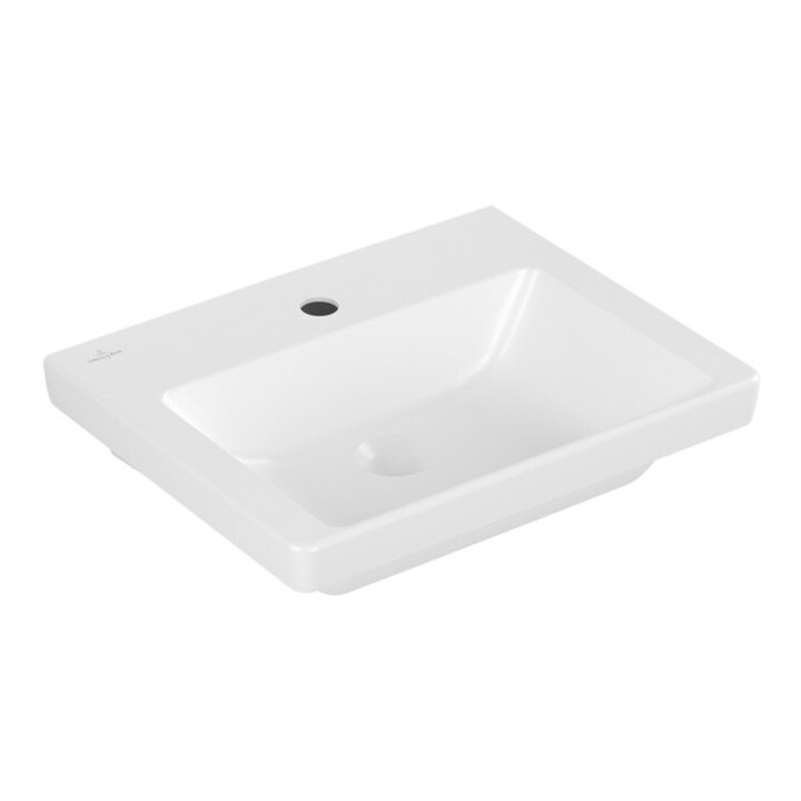 V&B Lavabo mural Subway 3.0 50x40 cm, carré, avec trou robinet, blanc C-plus