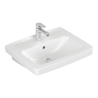 V&B Lavabo Newo 55x44 cm, blanc, angle, 1 trou robinet, avec trop-plein