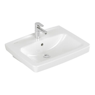 V&B Lavabo Newo 60x47 cm, blanc, angle, 1 trou robinet, avec trop-plein