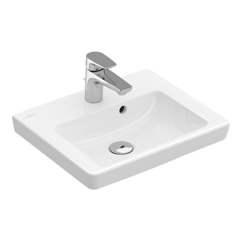 V&B Lavabo Subway 2.0 we C+, 50x40 cm, avec trou de robinet, trop-plein
