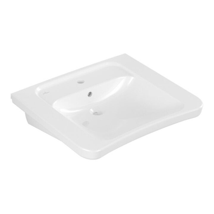 V&B Lavabo VICARE 65x55 cm, évacuation centrale, avec trop-plein, blanc