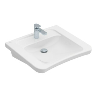 V&B Lavabo VICARE 65x55 cm, évacuation centrale, sans trop-plein, blanc