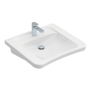 V&B Lavabo VICARE 65x55 cm, évacuation centrale, sans trop-plein, blanc C+
