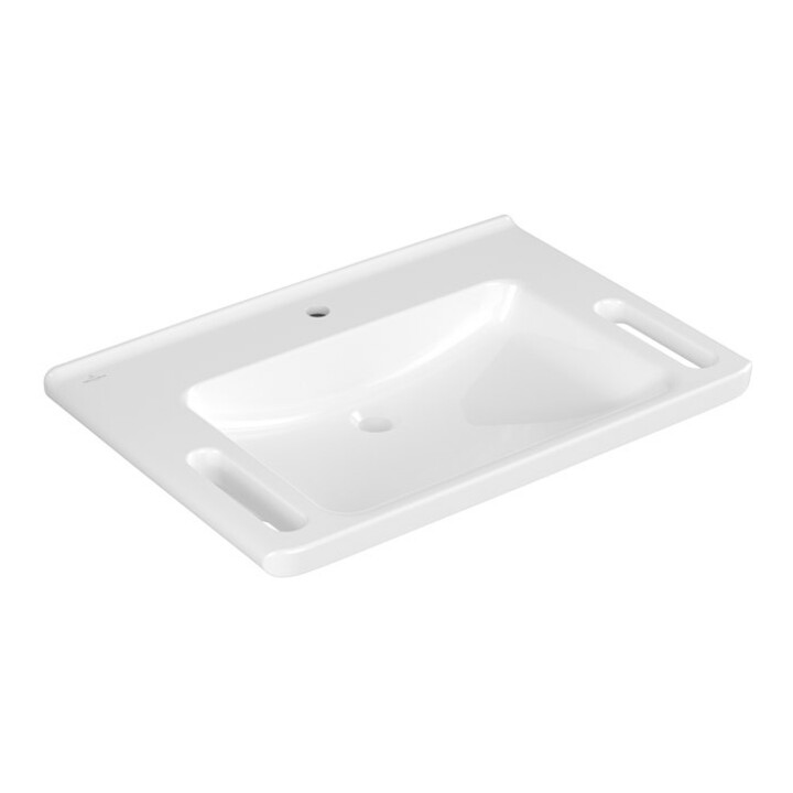 V&B Lavabo Vicare 80x55 cm, avec robinet, sans trop-plein, blanc C-plus