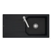 V&B Linara 60 Flat Évier affleurant avec garniture, commande manuelle, noir pur