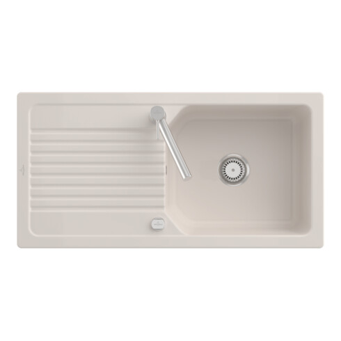 V&B Linara 60 Flat Évier Affleurant c/ Garniture vidage, Excentrique, crema CeramicPlus