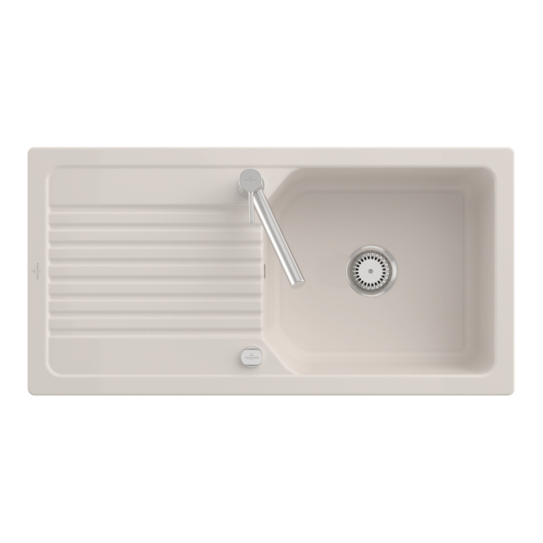 V&B Linara 60 Flat Évier Affleurant c/ Garniture vidage, Excentrique, crema CeramicPlus