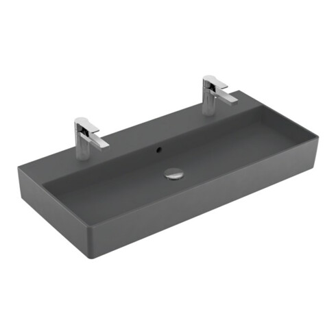 V&B Memento 2.0 lavabo 100x47 cm, 2 trous robinet, avec trop-plein, graph. C+