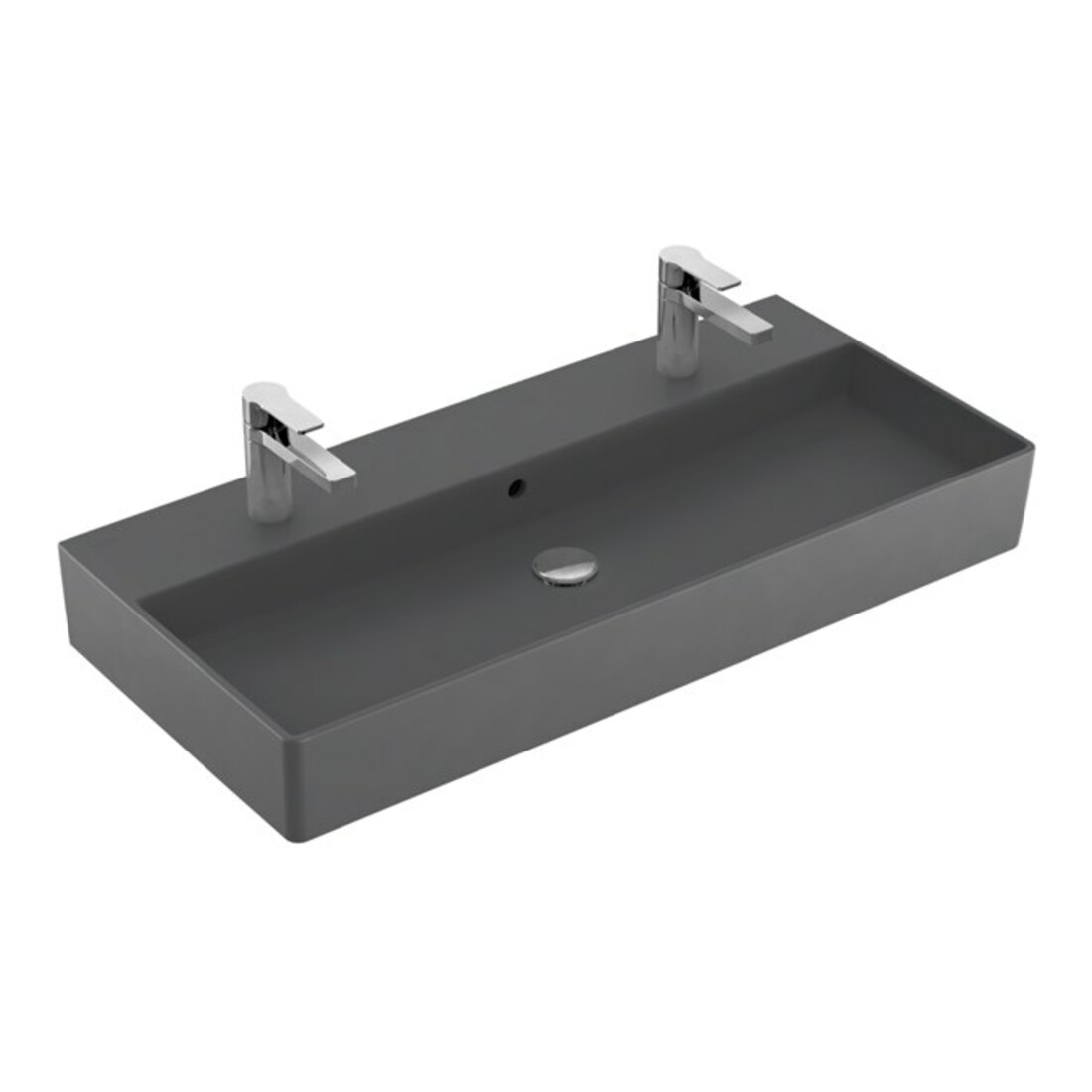 V&B Memento 2.0 lavabo 100x47 cm, 2 trous robinet, avec trop-plein, graph. C+
