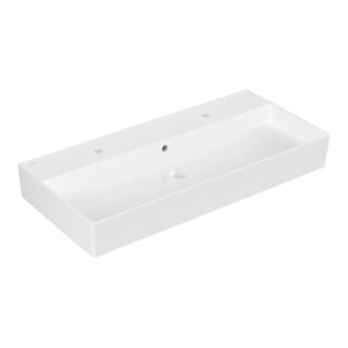V&B Memento 2.0 Lavabo 100x47 cm, 2x trou robinet, avec trop-plein, blanc alpin