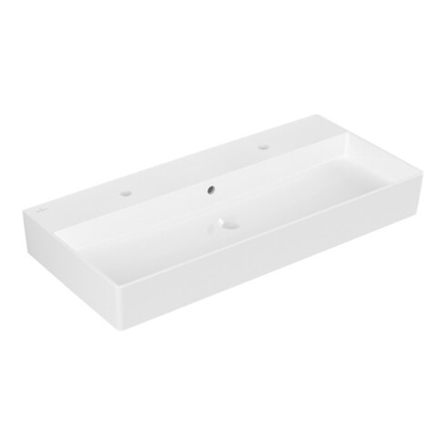 V&B Memento 2.0 Lavabo 100x47 cm, 2x trou robinet, avec trop-plein, blanc alpin