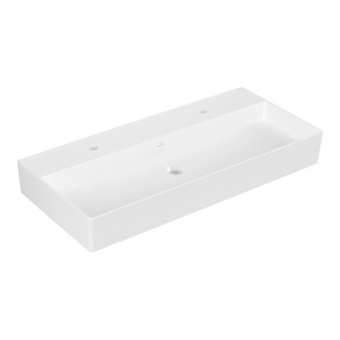 V&B Memento 2.0 Lavabo 100x47 cm, 2x trou robinet, sans trop-plein, blanc alp C+