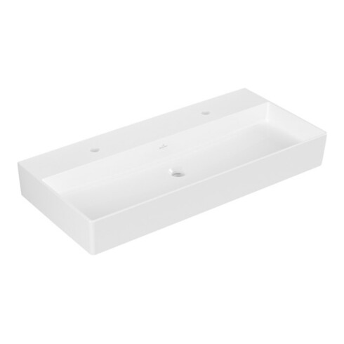 V&B Memento 2.0 Lavabo 100x47 cm, 2x trou robinet, sans trop-plein, blanc alpin