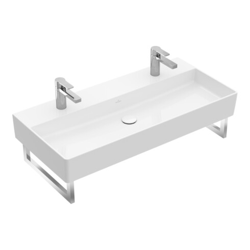 V&B Memento 2.0 Lavabo 100x47 cm, 2x trou robinet, sans trop-plein, bleu C+