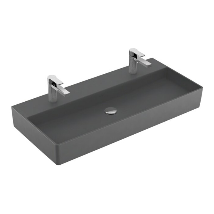 V&B Memento 2.0 Lavabo 100x47 cm, 2xTrous de robinet, sans trop-plein, graph. C+