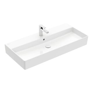 V&B Memento 2.0 Lavabo 100x47 cm, fermé, robinet, avec trop-plein, blanc alpestre