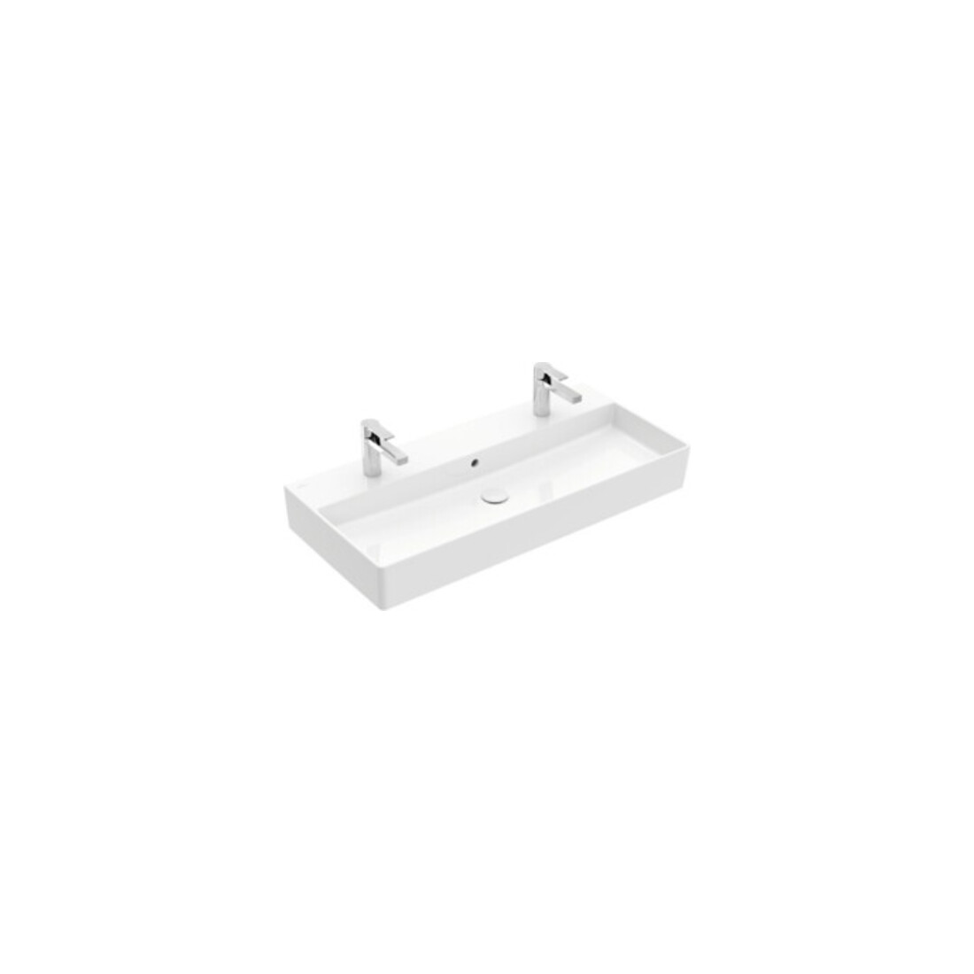 V&B Memento 2.0 Lavabo 100x47 cm, gs, 2x trou robinet, avec trop-plein, blanc alp C+
