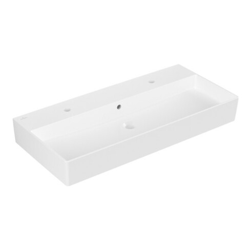 V&B Memento 2.0 Lavabo 100x47 cm, gs, 2x trou robinet, avec trop-plein, blanc brillant C+