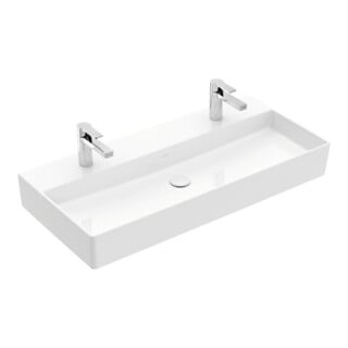 V&B Memento 2.0 Lavabo 100x47 cm, gs, 2x trou robinet, sans trop-plein, blanc alp