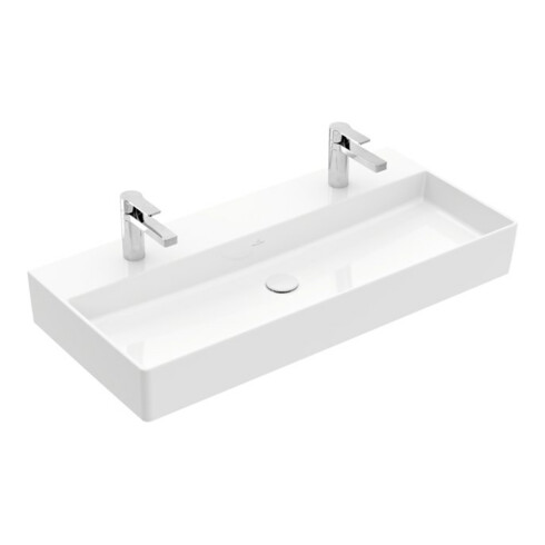 V&B Memento 2.0 Lavabo 100x47 cm, gs, 2x trou robinet, sans trop-plein, blanc alp